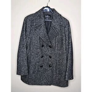 London Fog Black/Gray Tweed Double Breasted Pea Coat Size XXL Jacket